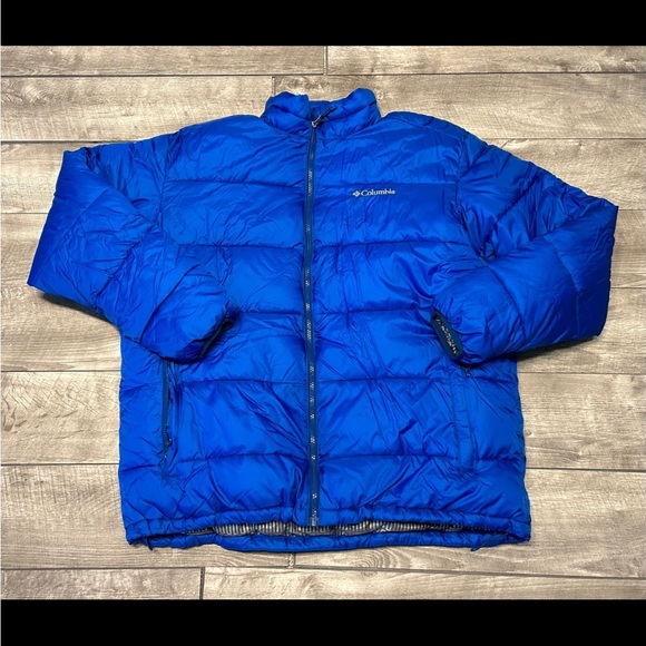 Columbia Blue Thermal Coil Puffer Puffy Down Men's Coat Jacket